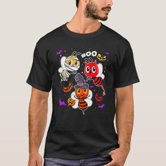 Halloween Boo Bee Ghoul Mummy Vampire Halloween Co T-Shirt (Vorderseite)
