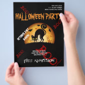Halloween Boo Cat Bats Party Ankündigung Flyer (Hand)