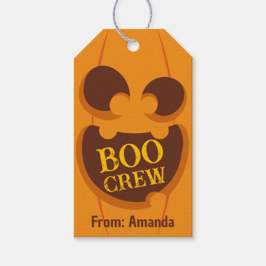 Halloween Boo Crew Pumpkin Spooky Retro-Gesicht Geschenkanhänger (Vorderseite)