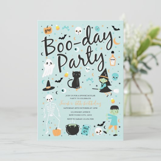 Halloween-BOO-DAY-Party Einladung (Stehend Vorderseite)