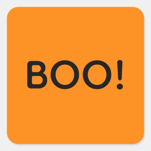 Halloween BOO! Einfache Typografie-Leckerei Quadratischer Aufkleber (Vorderseite)