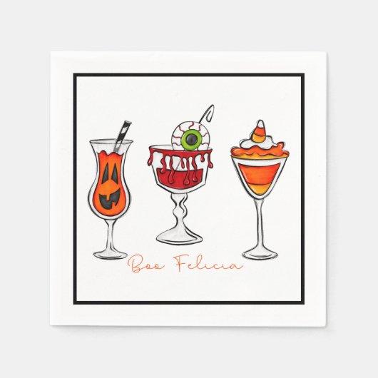 Halloween Boo Felicia Funny Drinks Cocktail Serviette (Vorderseite)
