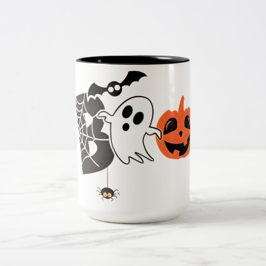 Halloween Boo Funny Halloween Zweifarbige Tasse (Mittel)