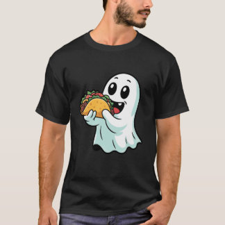Halloween Boo Geist isst Tacos Kinder Jungen Strei T-Shirt