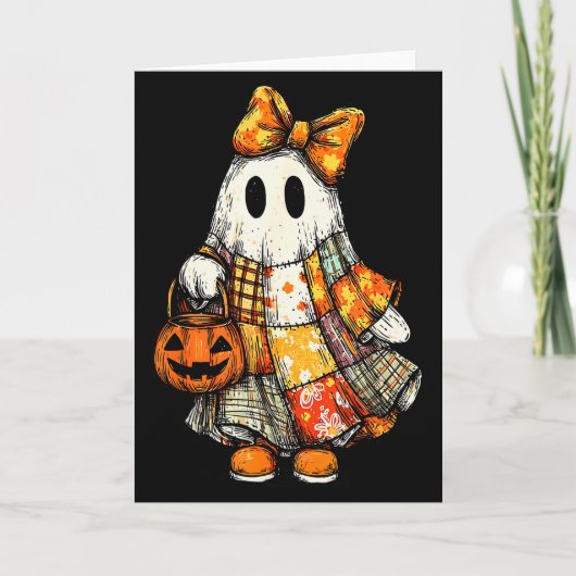 Halloween Boo Geist Patchwork Quilterin Quilten Nä Karte (Vorderseite)