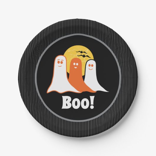 Halloween Boo Geister, Kinder, Familie Pappteller (Vorderseite)