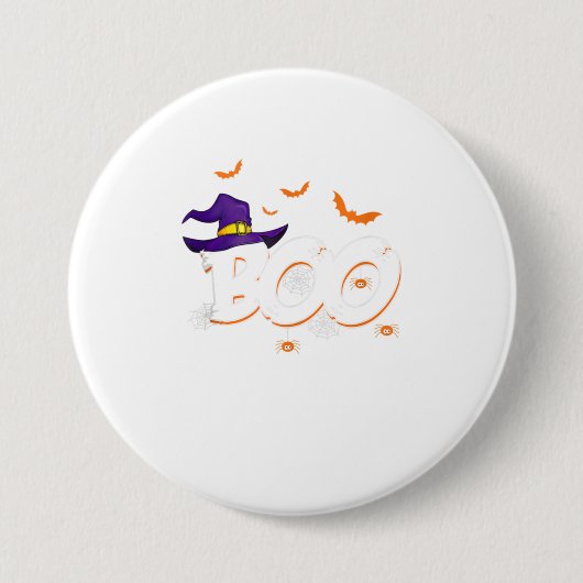 Halloween Boo Geschenk Hexenhut Spinnentrick oder Button (Vorderseite)