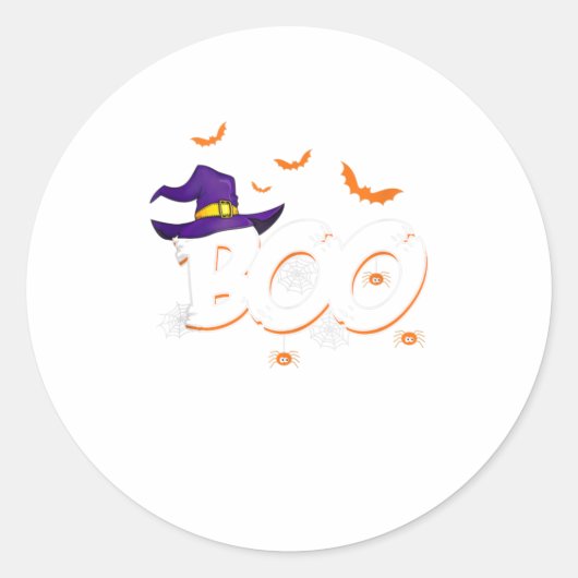 Halloween Boo Geschenk Hexenhut Spinnentrick oder  Runder Aufkleber (Vorderseite)
