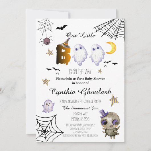 Halloween Boo Ghost Baby Dusche Einladung (Vorderseite)