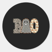 Halloween Boo Ghost Leopard Kirschen Schachbrett S Runder Aufkleber (Vorderseite)