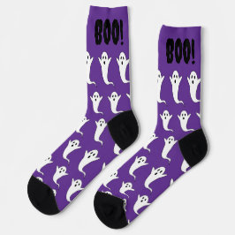Halloween Boo! Ghost Lila Schwarz-weiß Socken