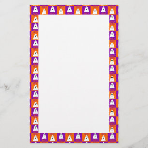 Halloween Boo Ghost Lila und Orange Squares Briefpapier
