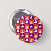 Halloween Boo Ghost Lila und Orange Squares Button (Vorne & Hinten)