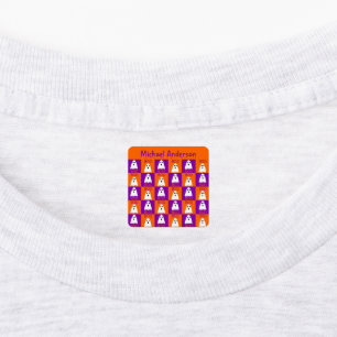 Halloween Boo Ghost Lila und Orange Squares Etiketten