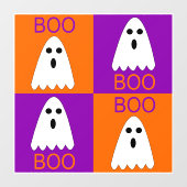 Halloween Boo Ghost Lila und Orange Squares Fensteraufkleber (Blatt)