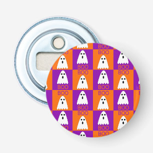 Halloween Boo Ghost Lila und Orange Squares Flaschenöffner
