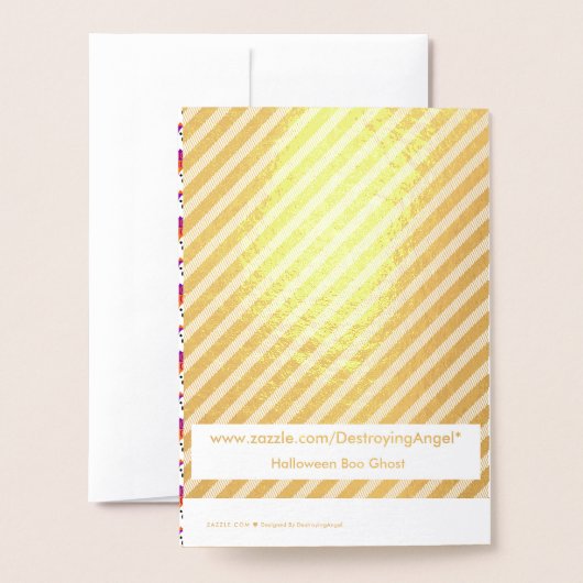 Halloween Boo Ghost Lila und Orange Squares Folienkarte (Rückseite mit Umschlag)