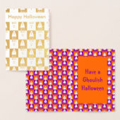 Halloween Boo Ghost Lila und Orange Squares Folienkarte (Anzeige)