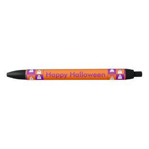 Halloween Boo Ghost Lila und Orange Squares Kugelschreiber