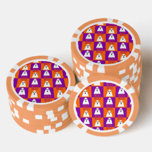 Halloween Boo Ghost Lila und Orange Squares Pokerchips