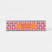 Halloween Boo Ghost Lila und Orange Squares Schreibtischnamensplakette (Vorderseite )
