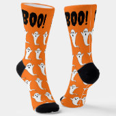 Halloween Boo! Ghost Orange Schwarz-weiß Socken (Gewinkelt)