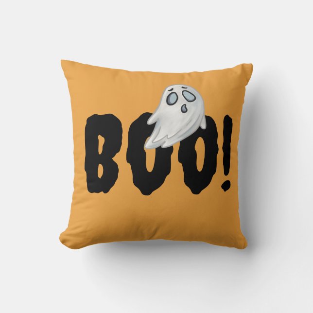 Halloween Boo Ghost Pillow, Orange Halloween Thema Kissen (Vorderseite)
