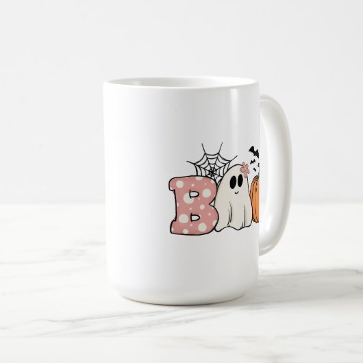 Halloween Boo Ghost Pumpkin Bats Cobweb Kaffeetasse (VorderseiteRechts)