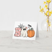 Halloween Boo Ghost Pumpkin Bats Cobweb Karte (Gelbe Blume)