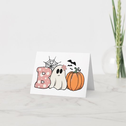 Halloween Boo Ghost Pumpkin Bats Cobweb Karte (Vorderseite)