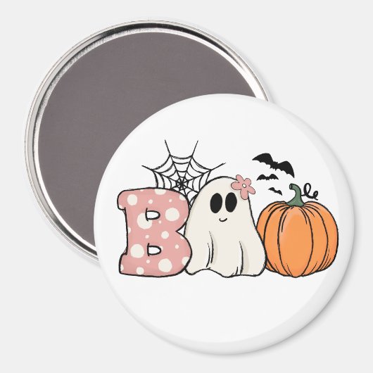 Halloween Boo Ghost Pumpkin Bats Cobweb Magnet (Vorderseite/Rückseite)
