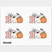 Halloween Boo Ghost Pumpkin Bats Cobweb Rechteckiger Aufkleber (Blatt)