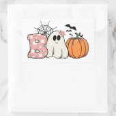 Halloween Boo Ghost Pumpkin Bats Cobweb Rechteckiger Aufkleber (Tasche)