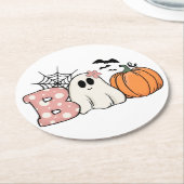 Halloween Boo Ghost Pumpkin Bats Cobweb Runder Pappuntersetzer (Angewinkelt)