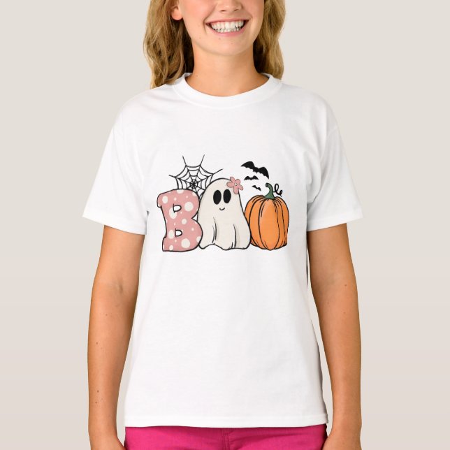 Halloween Boo Ghost Pumpkin Bats Cobweb T-Shirt (Vorderseite)