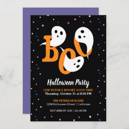 Halloween Boo Ghosts Lila Confetti Einladung