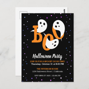 Halloween Boo Ghosts Lila Confetti Einladung Postkarte