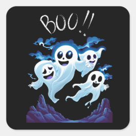 Halloween Boo Ghosts Quadratischer Aufkleber