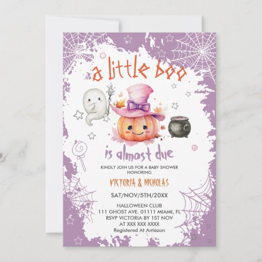 Halloween Boo Girl Babydusche Einladung (Vorderseite)