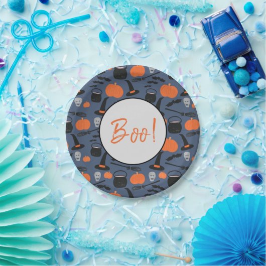 Halloween Boo Hexch Pumpkin Bat Broomstick Pappteller (Party)