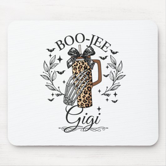 Halloween Boo Jee Gigi Hand Skeleton Funny Spooky Mousepad (Vorne)