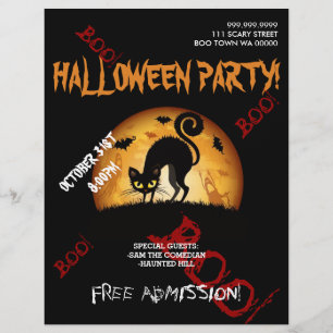 Halloween Boo Katze Fledermäuse Party Ankündigungs Flyer