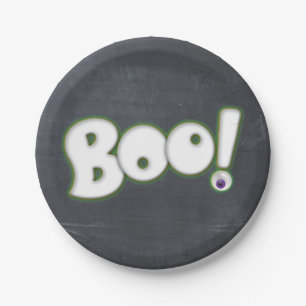 Halloween Boo Lettering Tafel Kreide Pappteller