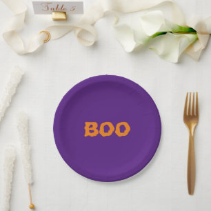 Halloween Boo lila orangefarbene Leckerei Pappteller