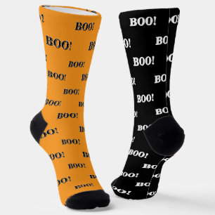 Halloween Boo Orange und Schwarz Socken