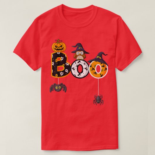 Halloween Boo Owl With Witch Hat Spiders Boys Girl T-Shirt (Design vorne)