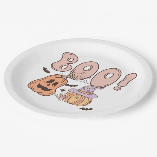 Halloween Boo Pappteller (Schrägansicht)