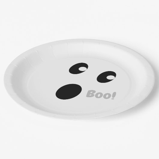 Halloween Boo Party Niedlich Ghost Face Pappteller (Schrägansicht)