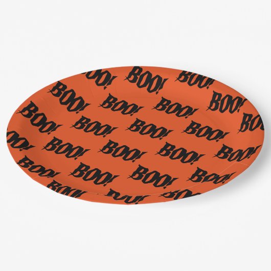 Halloween BOO! Party-Papierplatte Pappteller (Schrägansicht)