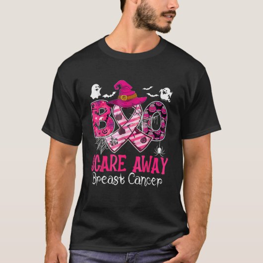 Halloween Boo Scare Away Breast Cancer Awareness P T-Shirt (Vorderseite)